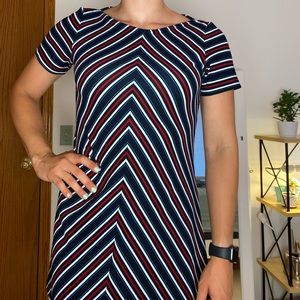 Striped Cap Sleeve Structured Dress